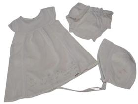 Vestido Bebê Menina + Calcinha Branco Batizado Paraiso 12375