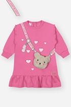 Vestido Bebê Menina Com Bolsa Ursinho Rosa Mundo Cinti Vestido Bebê Menina Com Bolsa Ursinho Rosa Mundo Cinti