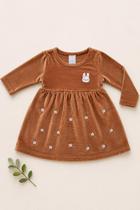 Vestido Bebê Menina Em Malha Cotelê Manga Longa Mundi Cor:MarromTamanho:G Vestido Bebê Menina Em Malha Cotelê Manga Longa Mundi Cor:MarromTamanho:G