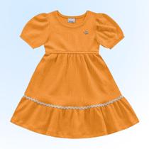 Vestido Bebê Menina Em Malha Fakini Cor:LaranjaTamanho:1