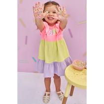 Vestido Bebê Menina em Meia Malha Colorido - Kukiê Vestido Bebê Menina em Meia Malha Colorido - Kukiê
