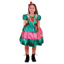 Vestido Bebê Menina Junina São João Coração Florido Bolsa + Tiara