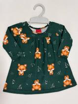 Vestido Bebê Menina Manga Longa em Meia Malha Kyly Algodão Tamanho P/M/G