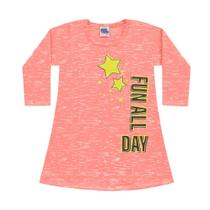 Vestido Bebê Menina Moletom Estrelas Laranja