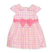 Vestido bebê mon sucre xadrez rosa neon spring 3125034