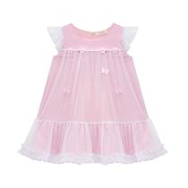Vestido Bebê Tule Jardim Encantado Rosa Claro Kukiê