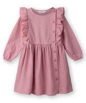 Vestido Beebay Rosa de Manga Longa com Botões, 7 Anos