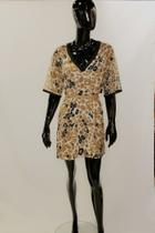 Vestido Bege de Animal Print. - TAM: 38