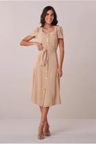 Vestido Bege Midi na Alfaitaria Fluido Lara Tata Martello COR:BEGETAMANHO:PP