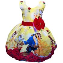 Vestido Bela E A Fera Infantil Festa Temático Princesa Luxo