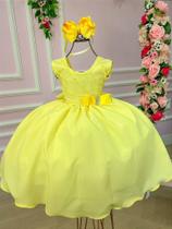 Vestido Belle Fille Lacinho Amarelo para Crianças