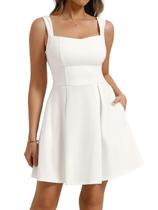 Vestido Belle Poque Mini A-Line com Decote Quadrado e Bolsos Vestido Belle Poque Mini A-Line com Decote Quadrado e Bolsos