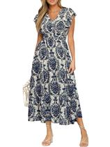 Vestido BerryGo Floral Maxi Azul Marinho Viscose para Mulheres Vestido BerryGo Floral Maxi Azul Marinho Viscose para Mulheres