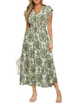 Vestido BerryGo Floral Maxi Summer Viscose Verde para Mulheres