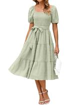 Vestido BerryGo Summer 2025 casual com blusa midi verde sálvia