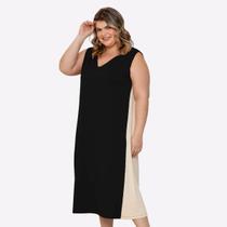Vestido Bicolor Viscolycra Texture Premium Midi Plus Size