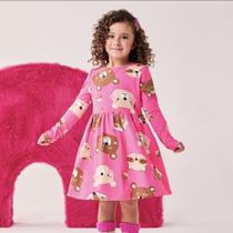 Vestido Bimbi Infantil Menina Rosa Neon Inverno Kids FA426 - Vestido Bimbi Infantil Menina Rosa Neon Inverno Kids FA426 -