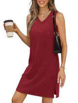 Vestido BKRIVE com decote em V, verão, casual, praia, mini vinho, feminino, 2025