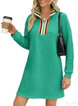 Vestido BLENCOT Spring para mulheres com moletom de manga comprida verde L Vestido BLENCOT Spring para mulheres com moletom de manga comprida verde L