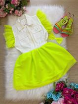 Vestido Blogueirinha Babado Rebeca Verde Neon - Look dos Sonhos
