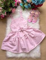 Vestido Blogueirinha Cecilia Rosa Bebê - Confeccionado em Poliéster Vestido Blogueirinha Cecilia Rosa Bebê - Confeccionado em Poliéster