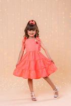 Vestido Blogueirinha Rosa Neon Cerejinha - Tecido 100% Poliéster