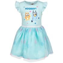 Vestido Bluey Bingo para Meninas (6-6X) - Mangas Esvoaçantes