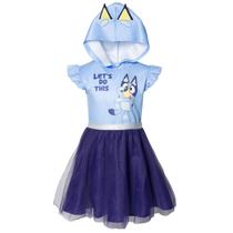 Vestido Bluey Infantil de Cosplay - Manga Curta Azul - Tamanho 3T