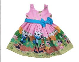 Vestido Bob zoom rosa infantil festa meninas