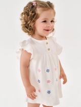 Vestido Body Bebê Menina Flores Natural Cinti Vestido Body Bebê Menina Flores Natural Cinti