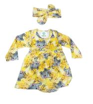 Vestido Body Elefantinho Amarelo com Faixa de Cabelo Tam.1 Vestido Body Elefantinho Amarelo com Faixa de Cabelo Tam.1