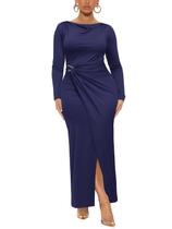 Vestido Bodycon de manga comprida Ekaliy Elegant azul marinho para mulheres Vestido Bodycon de manga comprida Ekaliy Elegant azul marinho para mulheres