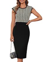 Vestido Bodycon GRACE KARIN 2025 Elegante de manga curta preto xadrez