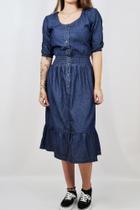 Vestido Boho Jully Jeans Stone 100% Algodão Feminino Blufera Jeans 21551 Vestido Boho Jully Jeans Stone 100% Algodão Feminino Blufera Jeans 21551
