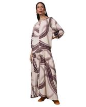 Vestido Boho Longo Super Amplo Manga Longa Viscose Rosa Santa
