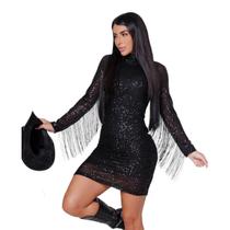 Vestido Boiadeira Franja Luxo Cowgirl Paetê Premium Country Rodeio