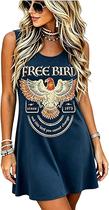 Vestido BOMYTAO Vintage Rock Country Music para mulheres azul