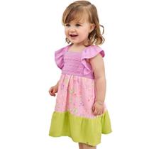 Vestido borboletas lilás viscose turim infanti
