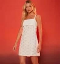 vestido bordado circulos off white