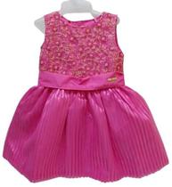 Vestido Bordado Infantil Menina Rosa Festa Lessa Kids Rf P26