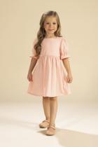 Vestido Bordado Princesa Rosa Claro Manga Bufante Menina Infantil Lik Amada