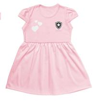 Vestido Botafogo Infantil Rosa Canelado Oficial Torcidababy