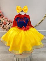 Vestido Branca De Neve com Capa Fantasia Infantil Princesa