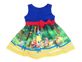 Vestido Branca de Neve e anões Infantil Festa Temática