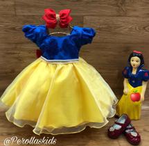 Vestido Branca de Neve Festa Infantil Luxo