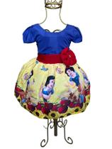 Vestido Branca De Neve Luxo Temático Com Saiote Tule