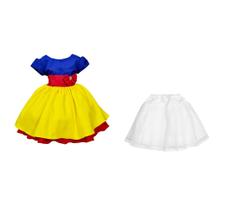 Vestido Branca De Neve Princesa + Saiote Saia Tule Branco