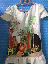 Vestido Branco Animais e Borboletas - Tam 12