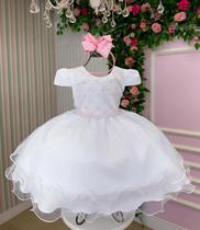 Vestido branco batismo Vitoria Kids Maria Flor festa Vestido branco batismo Vitoria Kids Maria Flor festa