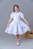 Vestido Branco Batizado ABC Bordado Princesa